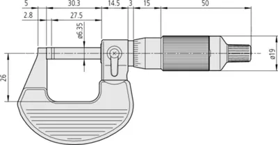 Produktbild von Mitutoyo Ratschentrommel Bügelmessschraube 0-25mm, 0,001mm