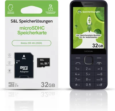 Produktbild von microSD Speicherkarte S&L für Nokia 220 4G (2024) - Speicherkapazität: 32 GB