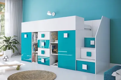 Image de Lit mezzanine « Toledo 3 » Lit d'enfant 90 x 200 cm Bureau Finition brillante Couleur et modèle au choix