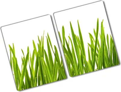 Produktbild von Tulup Glas Herdabdeckplatte - 2x40x52 cm - Glaskeramikkochfeld-Abdeckung Spritzschutz Glasabdeckplatte Kochplattenabdeckung und Schneidebrett - Zweiteilig - Blumen & Pflanzen - Gras - Grün