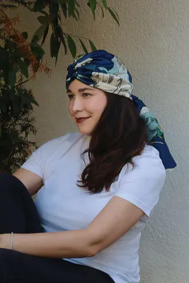 Feiner gemusterter Turban aus 100% Seide von Hut-Breiter in grün