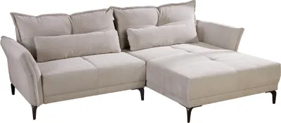 Produktbild von Modernes Ecksofa DESIGNO 250cm beige Cord Couch inklusive Kissen Metallfüße