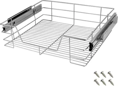 Produktbild von CASARIA® Teleskopschublade Ausziehbare Schublade Küche 60cm 25kg Belastbar Verchromt Korbauszug mit Zubehör Haushalt Küchenschrank Kleiderschrank