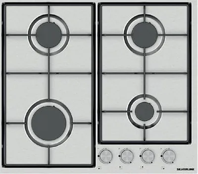 Image de Silverline AS5238X01 plaque Acier inoxydable Intégré 58 cm Gaz 4 zone(s)
