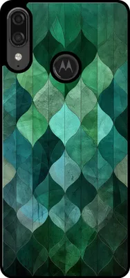 Image de L'étui Smartphonica convient pour
Motorola Moto E6 Plus avec impression de feuilles vertes - Coque arrière TPU verte
design feuilles - Vert