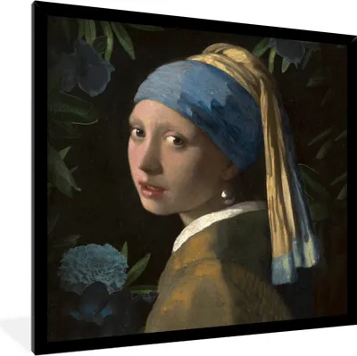 Produktbild von MuchoWow® MuchoWow® Gerahmtes Poster Das Mädchen mit dem Perlenohrring - Vermeer - Kunst 40x40 cm - Poster mit zchwarzem Bilderrahmen - Mit Rahmen - Wanddekoration Schlafzimmer
