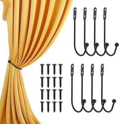 Imagen del producto de 8 soportes para cortinas en forma de U, de metal, color , con tornillos, para la fijación de cortinas