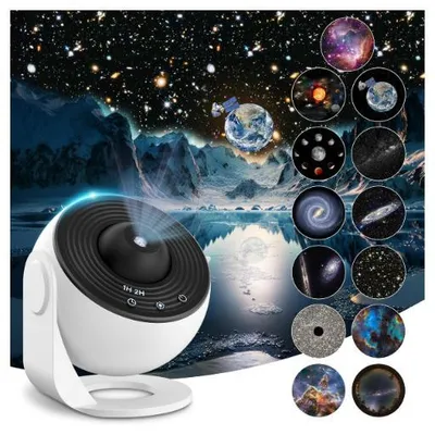 Zdjęcie produktu dla Projektor Gwiazd Planetarium Lampka Nocna Biała Prezent na Dzień Dziecka