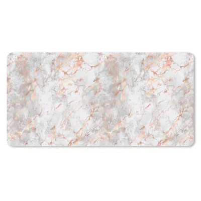 Produktbild von MuchoWow® Schreibtischunterlage Roségold - Marmor - Weiß - Gemustert 80x40 cm - XXL Mauspad - Gaming Mauspad