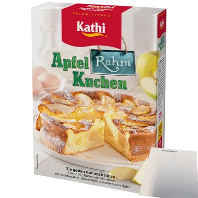 Produktbild von Kathi Backmischung für Apfel Rahm Kuchen (370g Packung) + usy Block