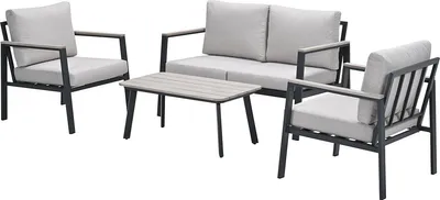 Produktbild von Garden Impressions Ricca Loungeset - 4-teilig - carbon black - desert sand - light teaklook Vironwood