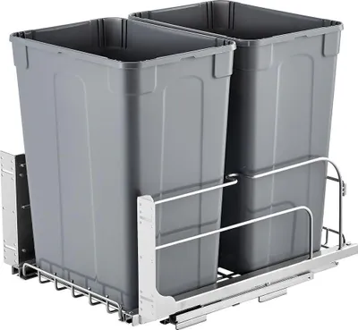 Obrázok produktu pre Dvojitý výsuvný odpadkový kôš do kuchyne Soft Close Grey 35QTx2