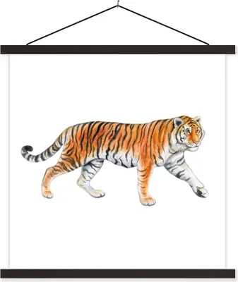 Produktbild von MuchoWow® Textilposter Tiger - Orange - Schwarz 90x90 cm mit schwarzem Rahmen - Magnetisches
