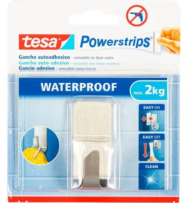 Image de Tesa Powerstrips Haken 59707 Waterproof Zoom Metall 2kg