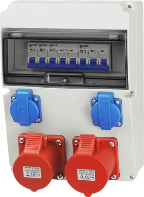 Produktbild von Baustromverteiler Wandverteiler Gartensteckdose 2x16A/5P CEE 2x 230V Schuko Steckdosen Schuko mit LS-Schalter