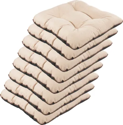 Produktbild von SuperKissen24. Stuhlkissen Outdoor - Sitzkissen für Stühle 8er Set 45x45 cm - Outdoor Kissen Wetterfest mit Füllung - Beige Leinen