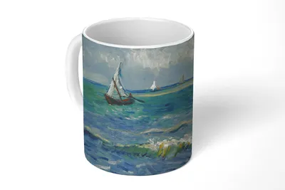 Obrázok produktu pre MuchoWow® Pohár Šálka na kávu Hrnček na kávu 350 ml Morská krajina pri Les Saintes-Maries-de-la-Mer - Vincent van Gogh Šálka na čaj - Foto hrnček