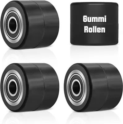 Produktbild von 4 Stück Hubwagenrollen Gummirollen 80x70 mm, Achse 20 mm inkl. Kugellager Rollen Laufrollen für Hubwagen Ersatzrollen, Max. Belastung 600 KG