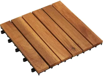 Produktbild von vidaXL 10 x Fliese aus Akazienholz 30 x 30 cm vertikales Muster