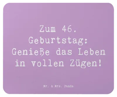 Produktbild von Mr. & Mrs. Panda Mousepad Spruch 46. Geburtstag Lebensfreude - Lavendeltraum - Geschenk, pc mausunterlage, Freude, Mouse Pad, computer mauspad, Happy Birthday, Jubiläum