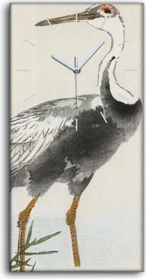Produktbild von Wanduhr Bürouhr Leinwand Bild 30x60 Malerei Asiatische Tier Vogel Kunst - weiße Hände