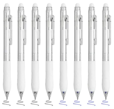 Immagine prodotto di 8 penne a gel cancellabili con punta fine, 0,5 mm, con inchiostro retrattile