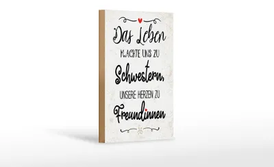 Produktbild von Holzschild Schwestern im Leben machen Freundinnen im Herzen, 30x20 cm, Holzschilder Spruch Familie