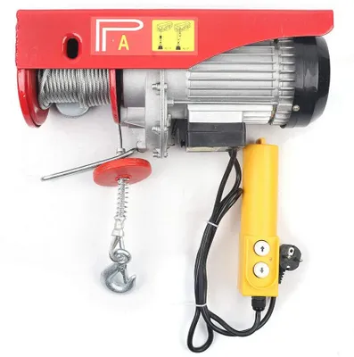 Obrázek produktu pro Elektrický kabelový naviják Motor navijáku kladka kladkostroj Kabelový kladkostroj 12m Kabelový kladkostroj Jeřábový naviják s dálkovým ovládáním 400kg až 800kg, 1300W 220V Φ5mm ocelový kabel