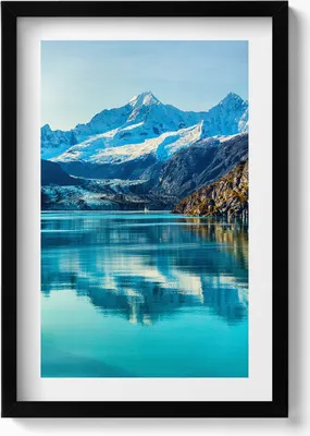 Produktbild von Schöne Landschaft eines Bergsees– Wandbild mit Rahmen – Gerahmtes Bild  – Wanddekoration – 40x60 cm –  Schwarz