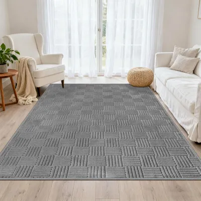 Produktbild von Teppich Bodenteppich Läufer - Kurzflor - Grau - 160 x 230 cm - Rutschfest