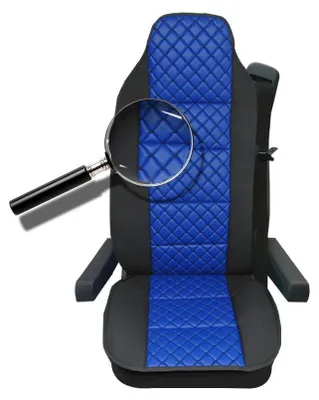 Obrázok produktu pre Univerzálny poťah sedadla pre nákladné vozidlá – s reliéfom – umelá koža a textil – Volvo, DAF, MAN, Scania, Mercedes, Iveco – modrý