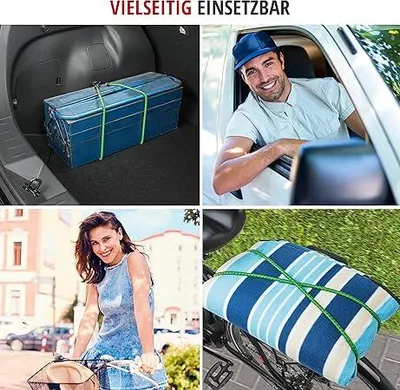 Produktbild von Gepäckspanner Set 100cm 2Stück Ø8mm Metallhaken Spanngummibänder Spannbänder