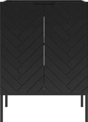 Produktbild von Waschbeckenunterschrank 60 cm breit in schwarz matt mit gefräster Front ANGERA-140