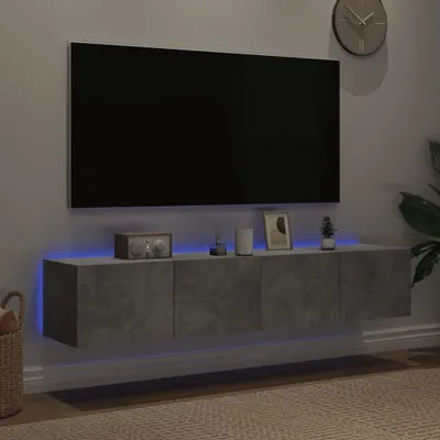 Produktbild von "Winterschlussverkauf "TV-Board - Fernsehtisch - TV-Wandschränke mit LED-Leuchten 2 Stk. Betongrau 80x35x31 cm - DEMöbel5678202