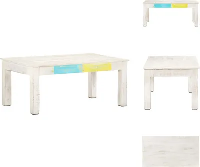 Zdjęcie produktu dla vidaXL Stolik kawowy biały 110x60x45 cm lite drewno mango - Stoliki kawowe