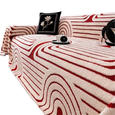 Produktbild von Sofa Überwurfdecke Sofaüberwurf Plüsch Sofa Überzug für 3/4 Sitzer, 180 x 300 cm Rot