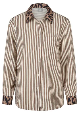 Produktbild von Rabe Damen Bluse mit Hemdkragen, gestreift, Braun, Viskose, Größe 42