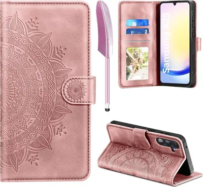 Produktbild von EASDNB Samsung Galaxy A25 Lederhülle Flip Wallet Case Rosa