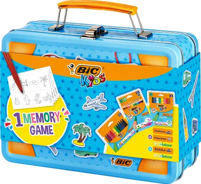 Image de Bic 9782211 BIC KIDS kit de coloriage de voyage MEMORY GAME, dans une valise en métal, 64 pièces