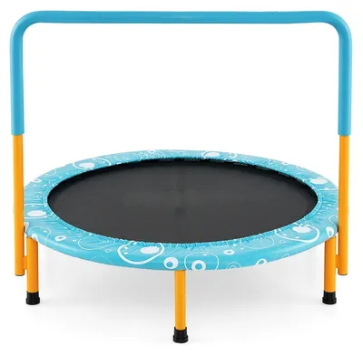 Image de Mini trampoline pour enfants avec poignée, pliable, 92 cm, capacité de charge 150 kg