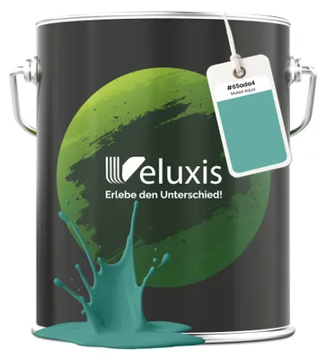 Produktbild von Wandfarbe Türkis Petrol Matt Innenfarbe – Deckkraft Klasse 1, VOC-frei, Ohne Grundierung, Tropfarm – Wohnzimmer & Schlafzimmer –  5L – Veluxis (Muted Aqua)