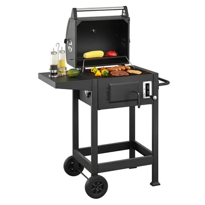 Zdjęcie produktu dla Grill na węgiel drzewny Missouri 22031, BBQ, kompaktowy wózek grillowy z emaliowanym rusztem grillowym, 86 x 104 x 52 cm
