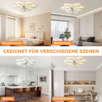 Produktbild von Deckenventilator mit Beleuchtung und Fernbedienung APP Steuerung Dimmbar 3 Farbtemperatur 6 Windgeschwindigkeit Deckenleuchte mit Ventilator