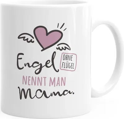 Produktbild von Kaffee-Tasse Engel ohne Flügel nennt man Mama Geschenk Muttertag Vatertag Weihnachten Geburtstag Moonworks® weiß Keramik-Tasse