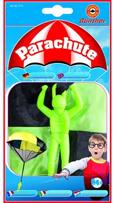 Produktbild von Wurfgleiter Fallschirm Spielzeug - Durchmesser 46 cm - Farbe im Sortiment - Für Kinder ab 4 Jahren - Zum Spielen im Freien