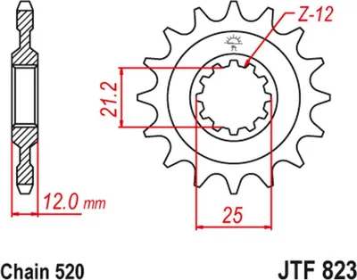Produktbild von Jt Vorderes Ritzel 823 12 Für Husqvarna / Husaberg (82312Jt) (Kette 520)