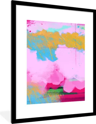 Produktbild von MuchoWow® Gerahmtes Poster Farbe - Regenbogen - Abstrakt 60x80 cm - Poster mit Schwarzem Bilderrahmen Wandposter Rahmen Foto Bilder - Wohnzimmer - Dekorationen - Prämie