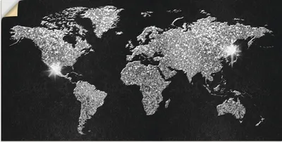 Produktbild von ARTland Wandbild, selbstklebend Weltkarte silber Optik Größe: 40x20 cm