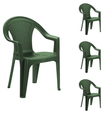 Produktbild von 4er Set Kunststoff Stapelstuhl Stapelsessel Rattan-Optik Grün Ischia