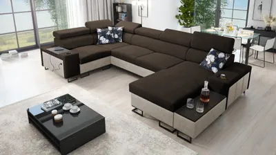 Produktbild von Kaiser Möbel Großes Ecksofa für das Wohnzimmer,Schlaffunktion MELODYIVMAXI Tauro/Freya Beige/Braun Rechts